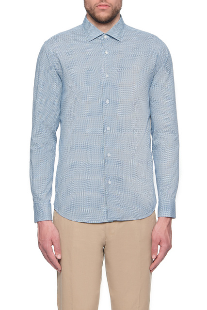 Рубашка из лиоцелла и хлопка|Основной цвет:Голубой|Артикул:905030-ZCSF1-G | Фото 1