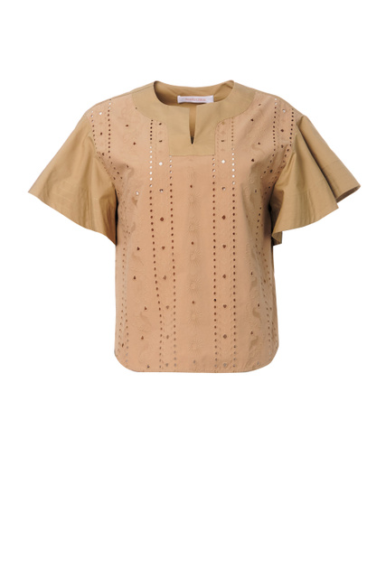 Блузка с перфорацией|Основной цвет:Коричневый|Артикул:CHS22SHT18010 | Фото 1