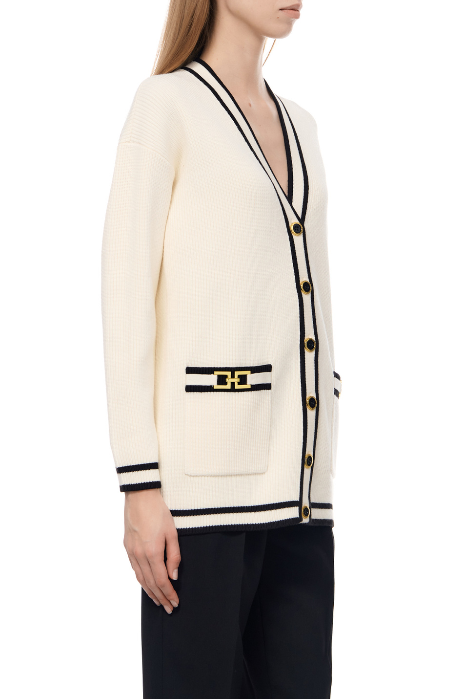 Женский Elisabetta Franchi Кардиган с контрастными деталями (цвет ), артикул MK71S36E2 | Фото 3