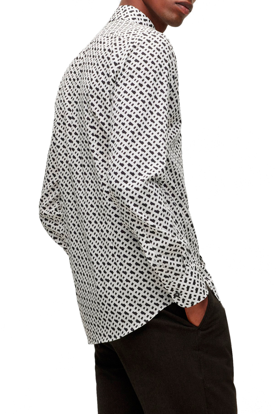 Мужской BOSS Рубашка из лиоцелла и хлопка с монограммой (цвет ), артикул 50484500 | Фото 4