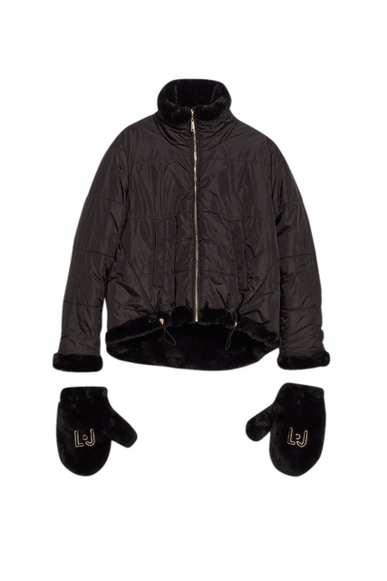 Двусторонняя куртка с варежками в комплекте|Основной цвет:Черный|Артикул:TF2172E0696 | Фото 1