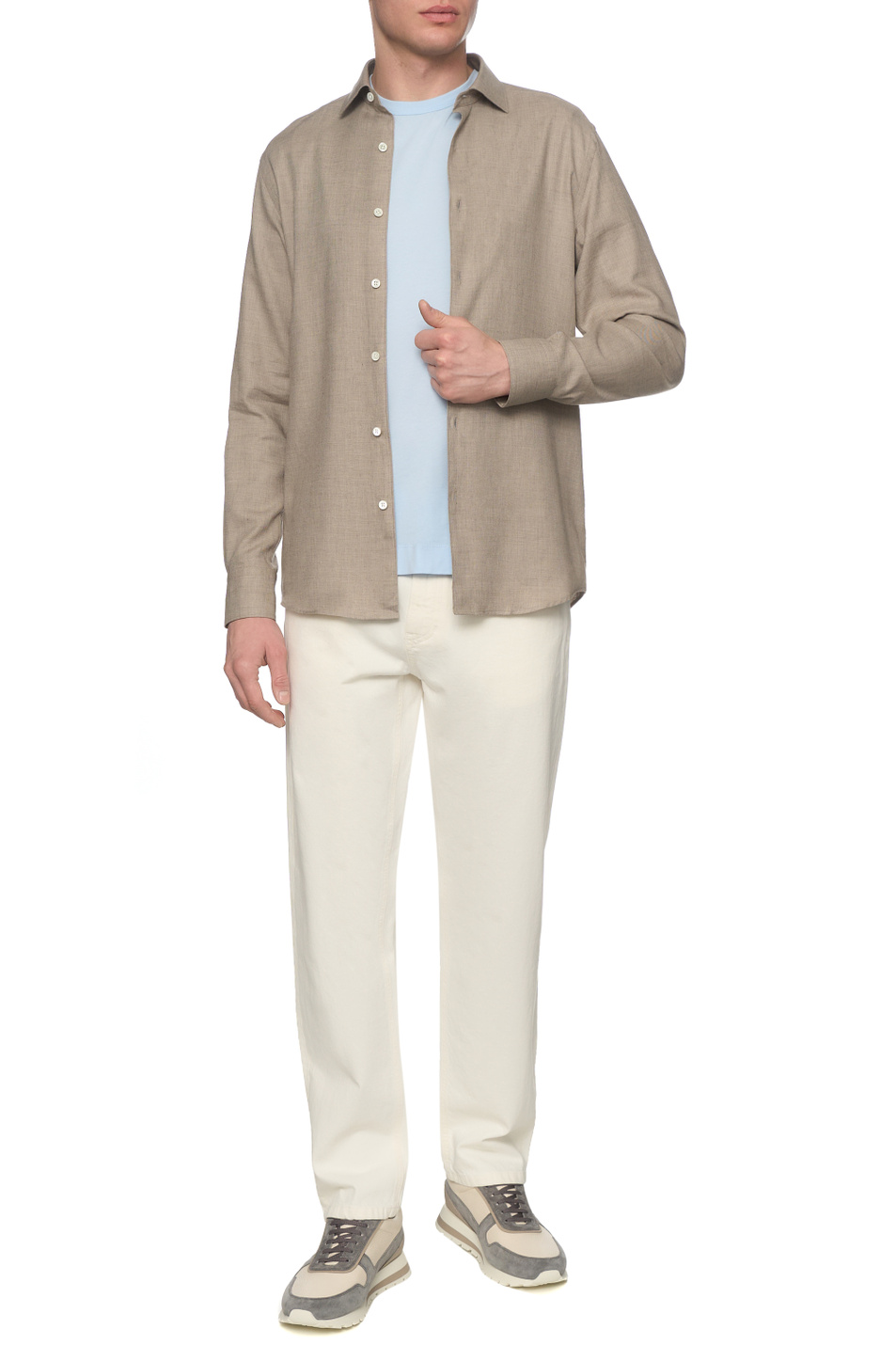 Мужской Zegna Рубашка из хлопка и кашемира (цвет ), артикул UGX44A2-SRF5-N93G | Фото 3