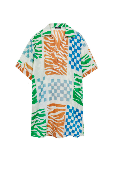 Платье-рубашка из натурального хлопка с принтом|Основной цвет:Мультиколор|Артикул:197277 | Фото 1