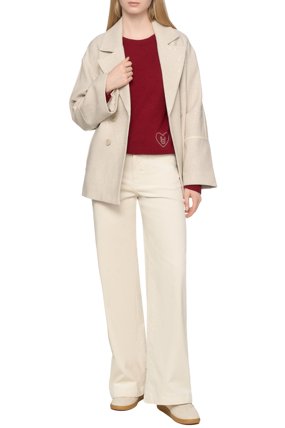 Джемпер из смесовой шерсти|Основной цвет:Бордовый Женский Liu Jo Джемпер из смесовой шерсти (цвет ), артикул MF5444MS76L | Фото 3