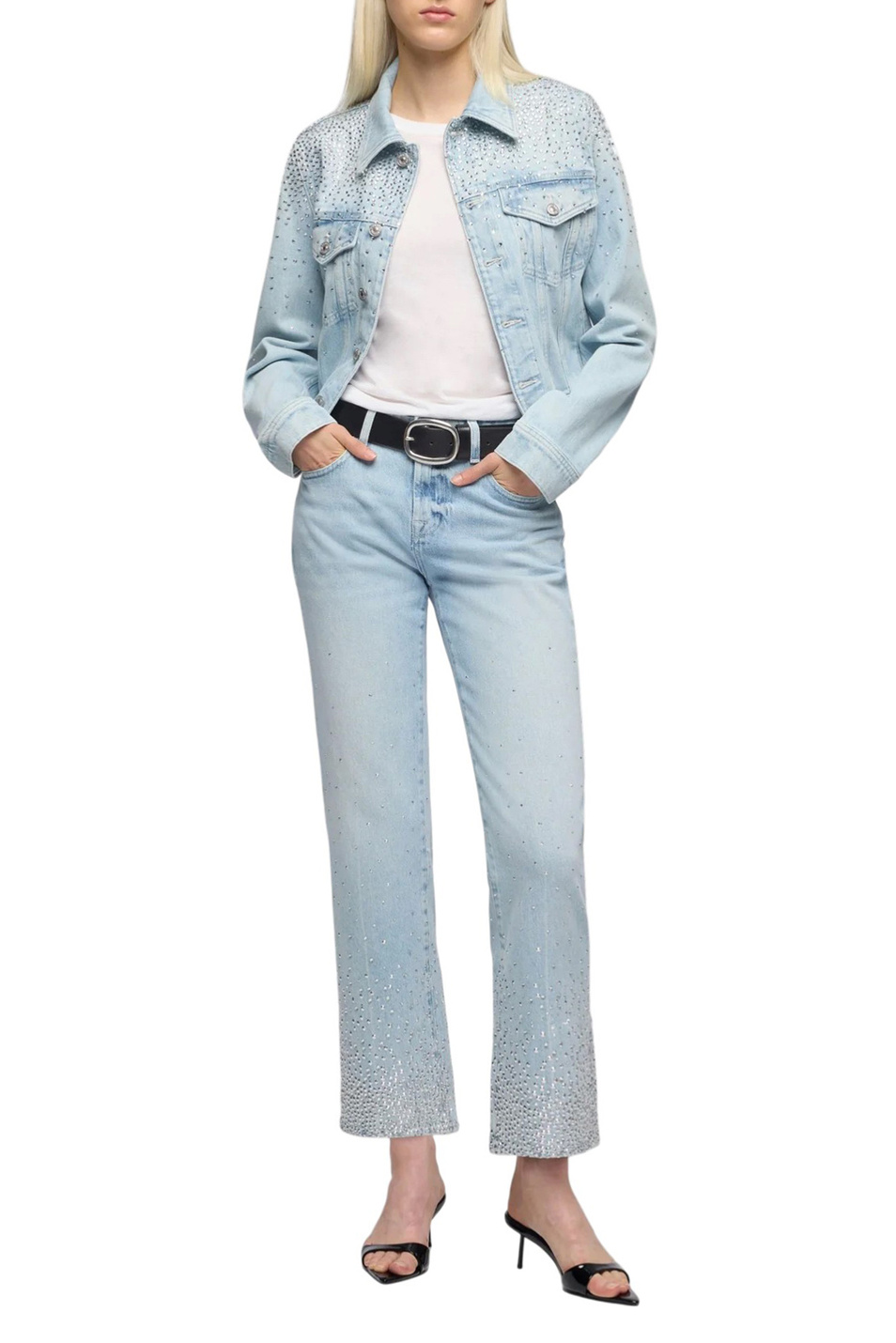 Женский 7 for all Mankind Джинсы со стразами (цвет ), артикул 7UD0CC10 | Фото 2
