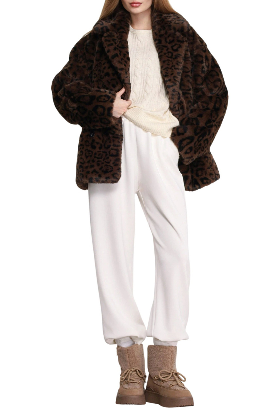 Полушубок с леопардовым принтом|Основной цвет:Коричневый Женский Gerry Weber Полушубок с леопардовым принтом (цвет ), артикул 250069-61046 | Фото 3