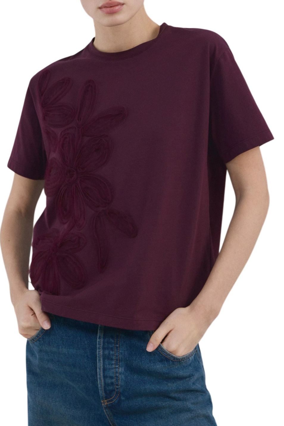 Женский Mango Футболка JAZMIN с цветочной вышивкой (цвет ), артикул 27005832 | Фото 3