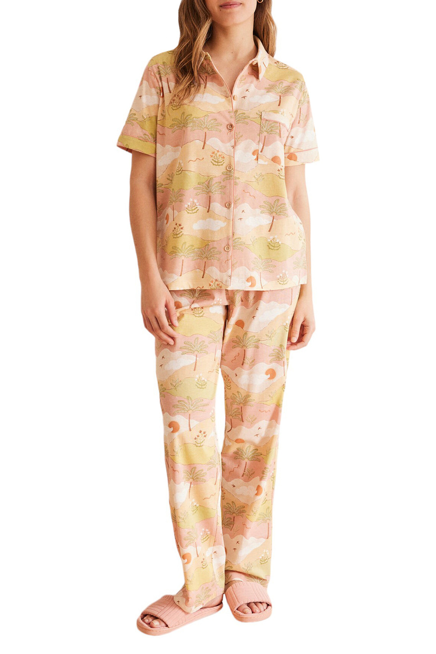Пижама в рубашечном стиле|Основной цвет:Разноцветный|Артикул:3597372 | Фото 1