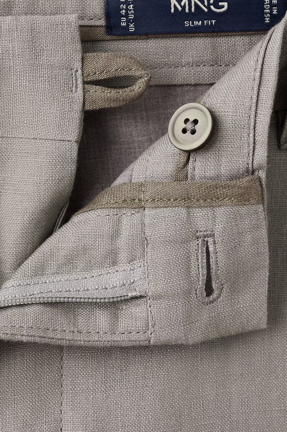 Мужской Mango Man Брюки OYSTER из льна (цвет ), артикул 27026711 | Фото 5