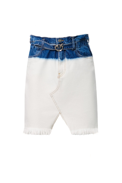 Джинсовая юбка с контрастным поясом|Основной цвет:Белый|Артикул:1J10T8Y82N | Фото 1