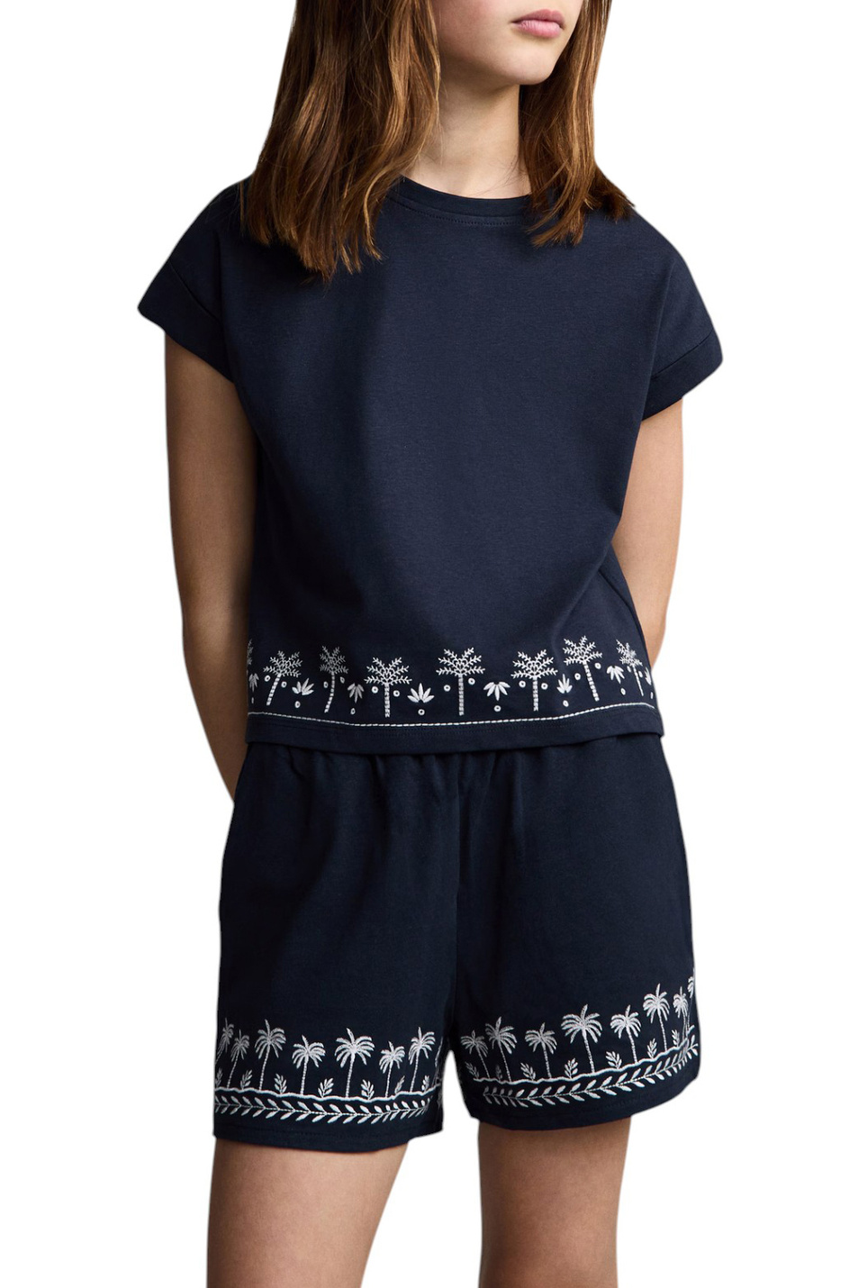 Девочкам Mango Kids Футболка PALM из хлопка с вышивкой (цвет ), артикул 87027898 | Фото 4