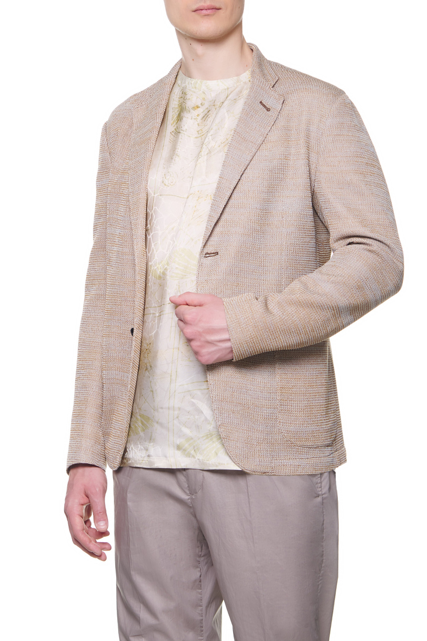 Пиджак из натурального хлопка|Основной цвет:Бежевый|Артикул:I1G510-I1D03 | Фото 1