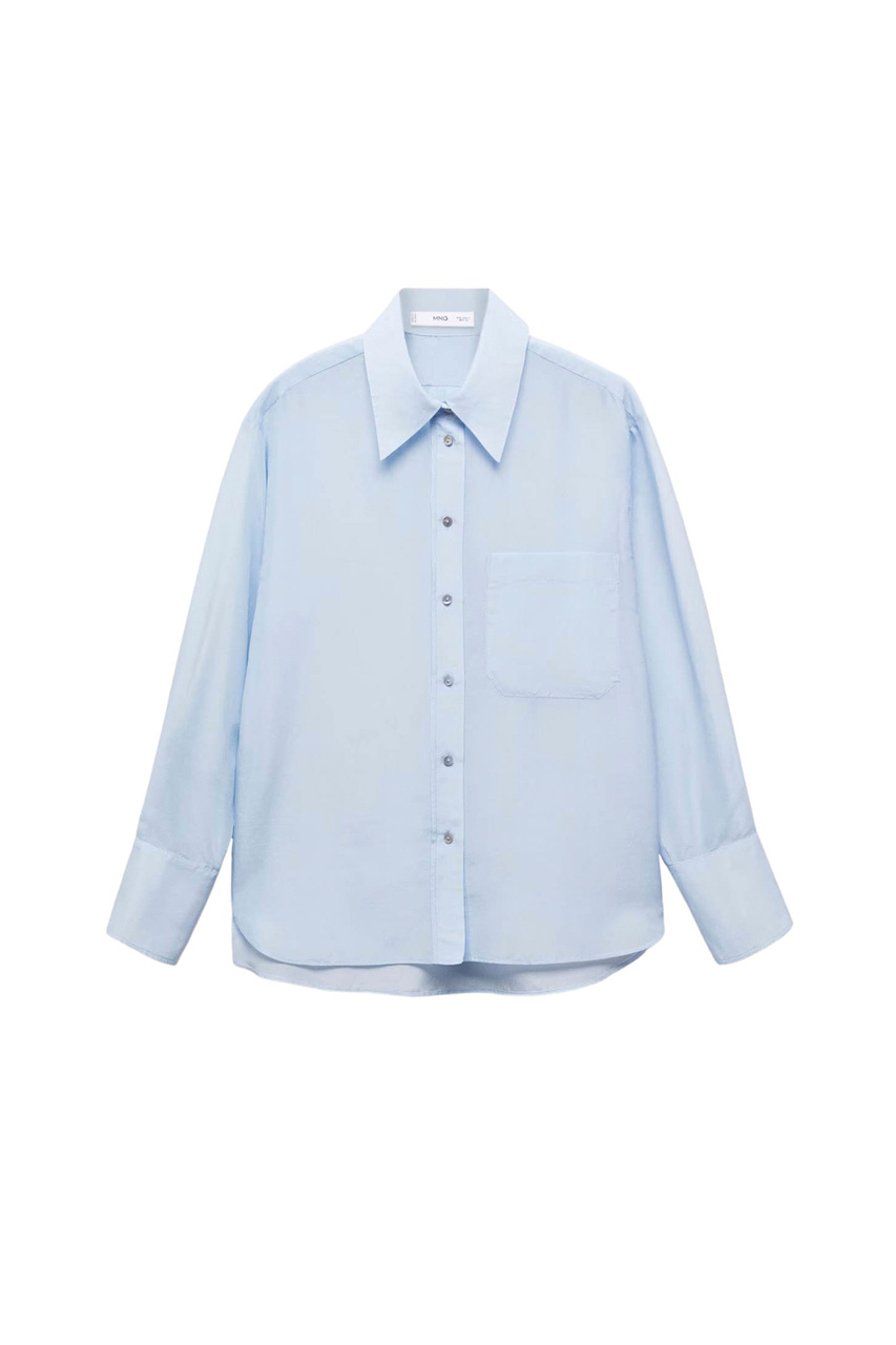 Рубашка COSILK из хлопка и шелка|Основной цвет:Голубой|Артикул:67007133 | Фото 1