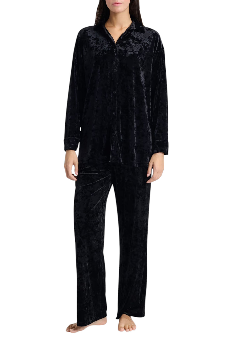 Женский Etam Пижамная рубашка FAYWEN из бархата (цвет ), артикул 6556010 | Фото 2