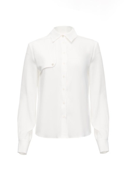 Однотонная блузка с кокеткой на груди|Основной цвет:Белый|Артикул:CF2168T2489 | Фото 1