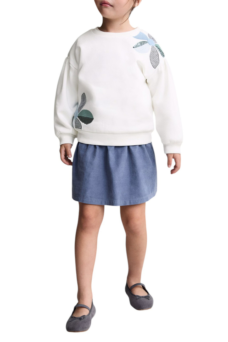 Девочкам Mango Kids Свитшот DAISY с цветочной вышивкой (цвет ), артикул 77077677 | Фото 3