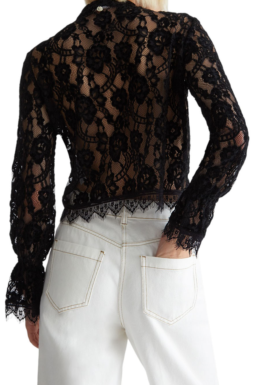 Блузка кружевная|Основной цвет:Черный Женский Liu Jo Блузка кружевная (цвет ), артикул MF3394J4604 | Фото 4