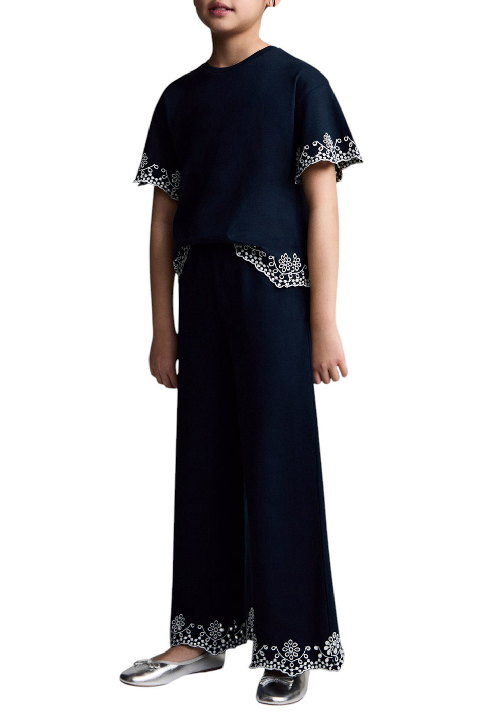 Девочкам Mango Kids Брюки SUIZPANT из хлопка с вышивкой (цвет ), артикул 87095947 | Фото 3