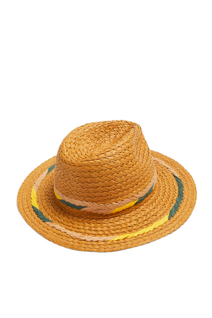 Шляпа с контрастными деталями|Основной цвет:Коричневый|Артикул:196043 | Фото 2