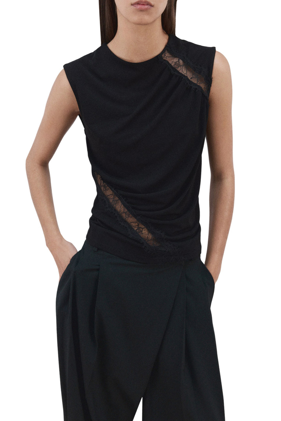 Женский Mango Топ CINDY с кружевом (цвет ), артикул 27094098 | Фото 3