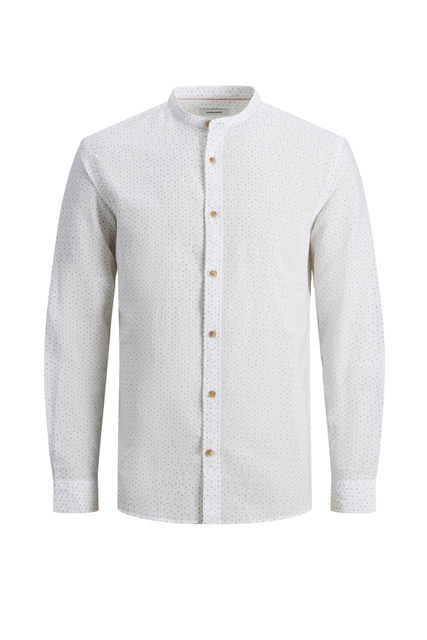 Рубашка из хлопка и льна|Основной цвет:Белый|Артикул:12197899 | Фото 1