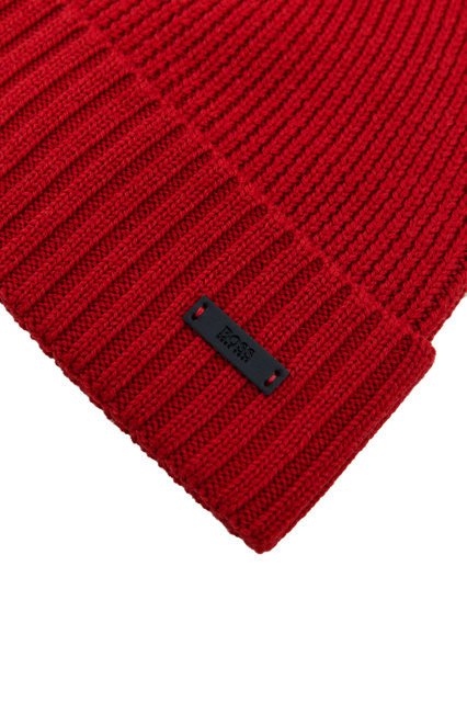 Шапка-бини из натуральной шерсти|Основной цвет:Красный|Артикул:50455712 | Фото 2