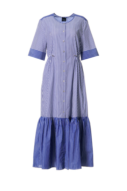 Расклешенное платье-рубашка DRY из хлопкового поплина|Основной цвет:Синий|Артикул:1222022 | Фото 1
