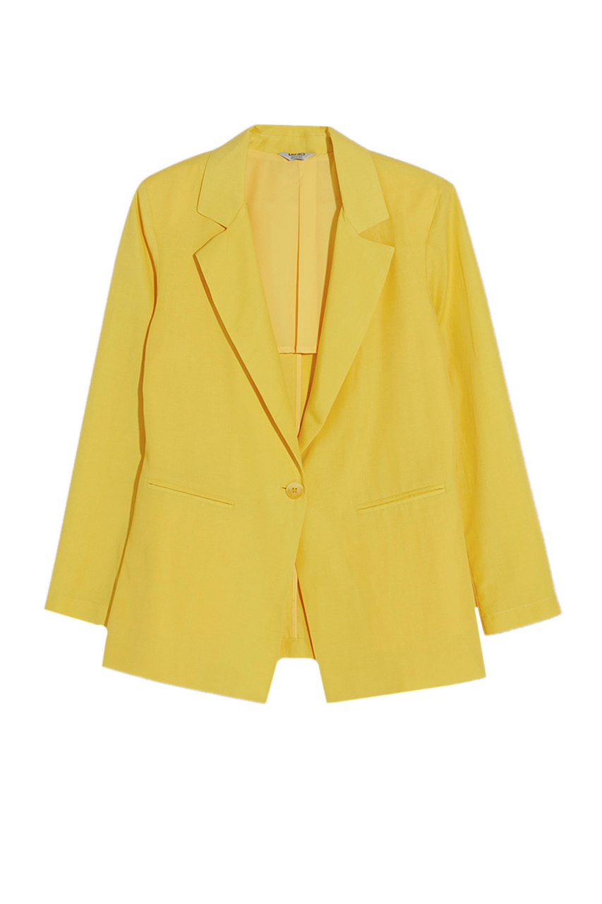 Однотонный пиджак на пуговице|Основной цвет:Желтый|Артикул:WA2108T4818 | Фото 1