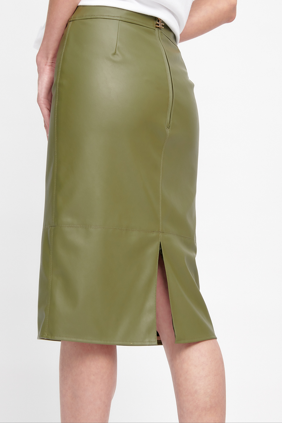 Женский Elisabetta Franchi Юбка-миди из экокожи (цвет ), артикул GO41906E3 | Фото 5