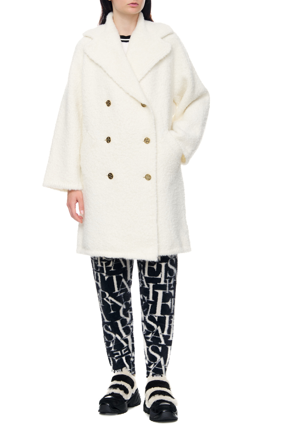 Женский Elisabetta Franchi Двубортное пальто из букле (цвет ), артикул CK03T26E2 | Фото 3