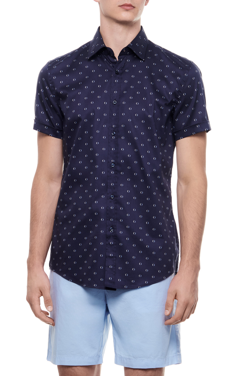 Рубашка H-HANK из хлопка и лиоцелла|Основной цвет:Синий|Артикул:50513367 | Фото 1
