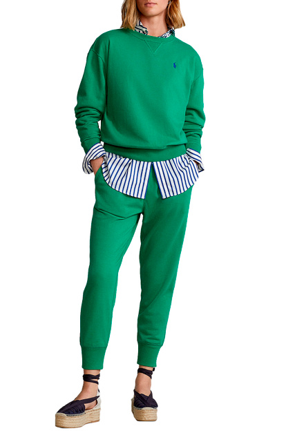 Флисовые спортивные брюки|Основной цвет:Зеленый|Артикул:211780215016 | Фото 2