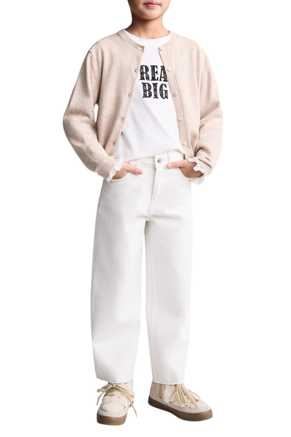 Девочкам Mango Kids Джемпер BONJOUR из смесового хлопка с надписью (цвет ), артикул 87003654 | Фото 3