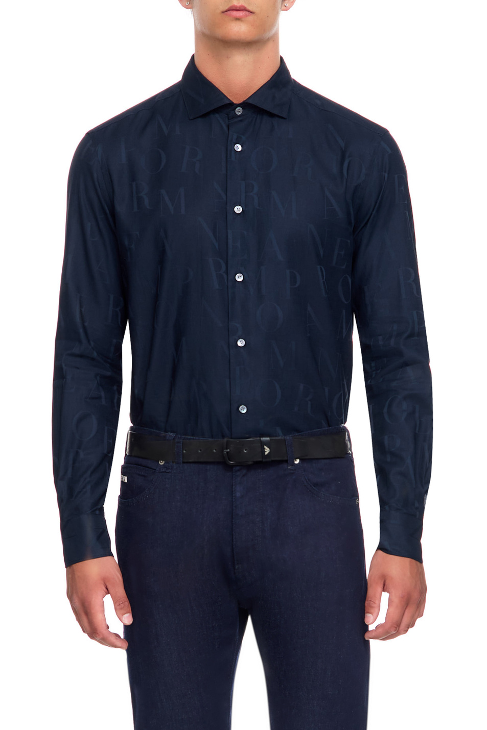 Мужской Emporio Armani Рубашка из натурального хлопка с логотипированным принтом (цвет ), артикул 6R1C86-1K0TZ | Фото 1