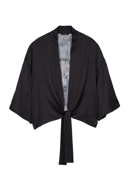 Атласная блузка в стиле кимоно|Основной цвет:Серый|Артикул:192809 | Фото 1