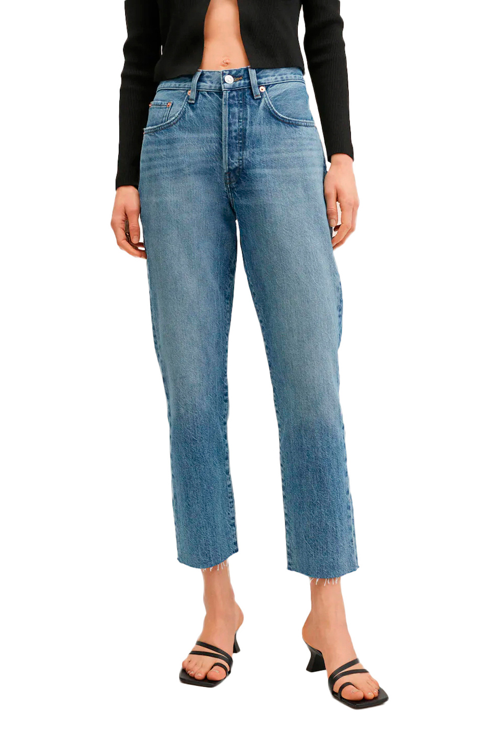Mango Укороченные прямые джинсы HAVANA с завышенной талией (цвет ), артикул 27030767 | Фото 3