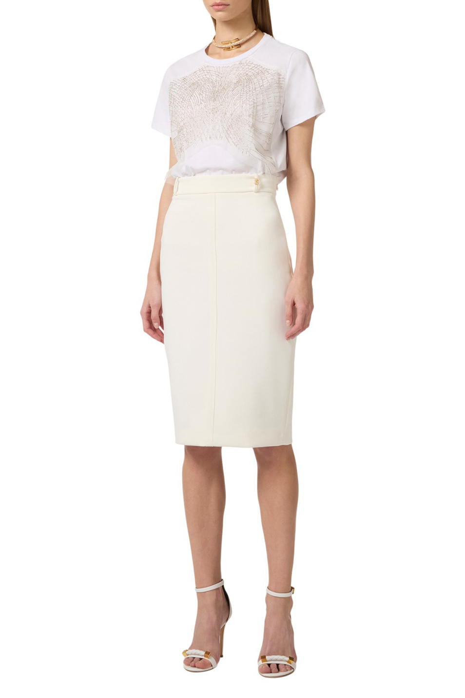 Женский Elisabetta Franchi Футболка из хлопка (цвет ), артикул MA01861E2 | Фото 3