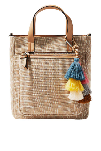 Рюкзак-сумка с разноцветной подвеской|Основной цвет:Бежевый|Артикул:206392 | Фото 1