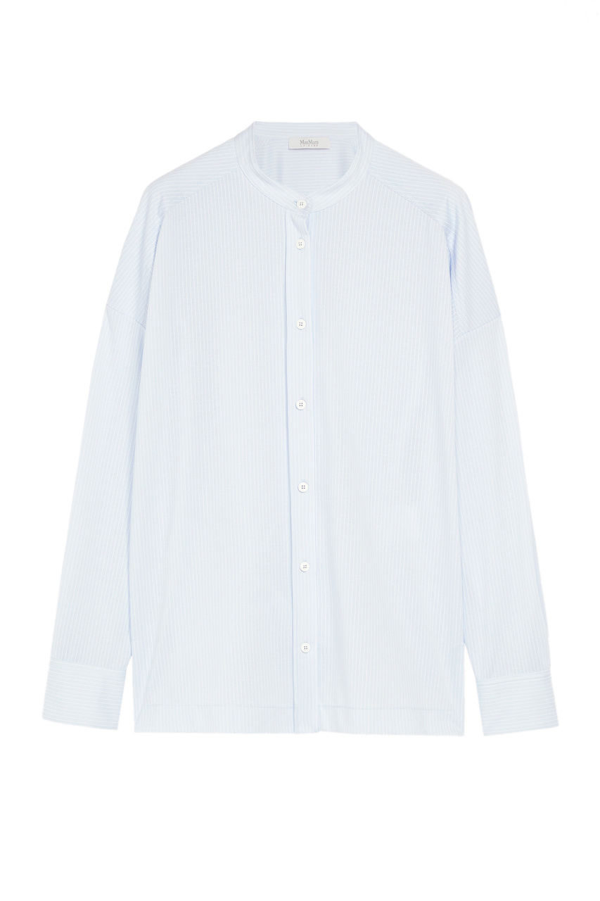 Рубашка EDMEA из смесового хлопка в полоску|Основной цвет:Голубой|Артикул:39510126 | Фото 1