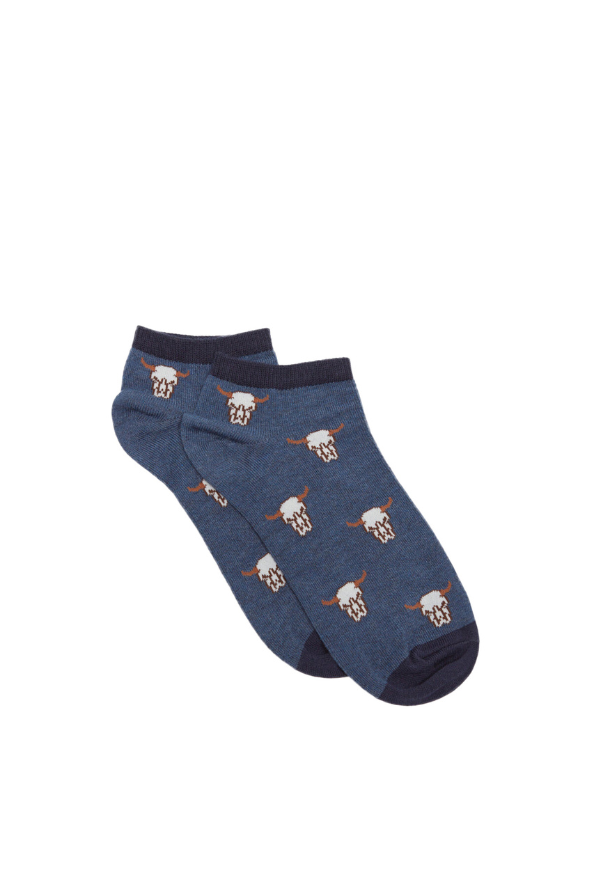 Короткие носки с принтом|Основной цвет:Синий|Артикул:0655948 | Фото 1
