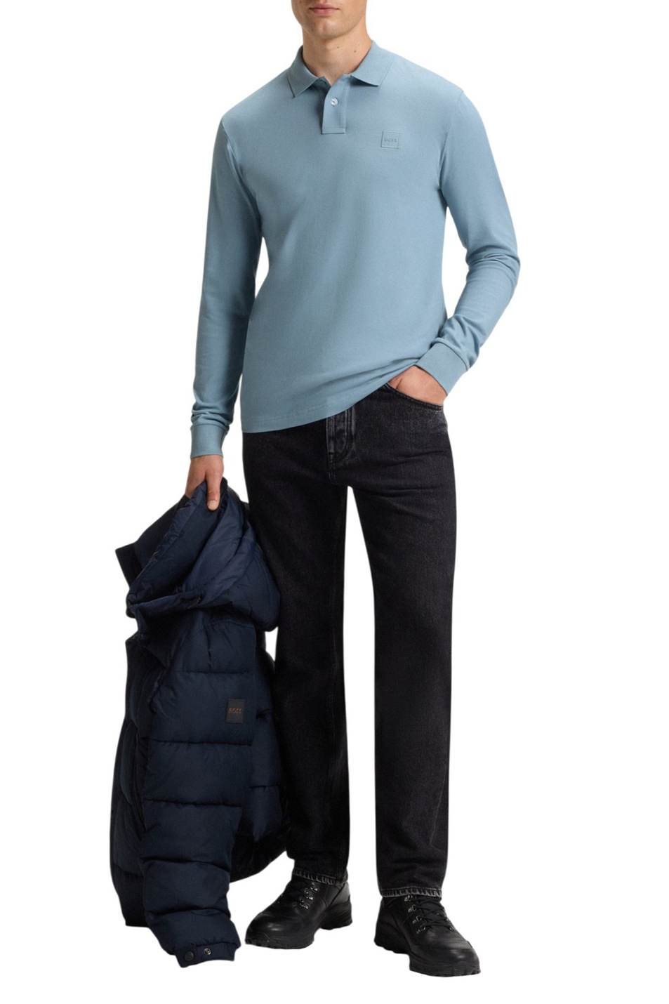 Джемпер поло Passerby из эластичного хлопка|Основной цвет:Голубой Мужской BOSS Джемпер поло Passerby из эластичного хлопка (цвет ), артикул 50507704 | Фото 2