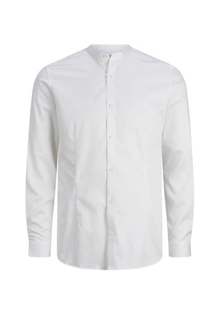 Приталенная рубашка с воротником мао|Основной цвет:Белый|Артикул:12208592 | Фото 1