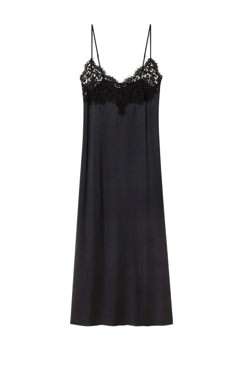 Платье из натурального шелка с кружевом|Основной цвет:Черный|Артикул:4704CSSC-CORE | Фото 1