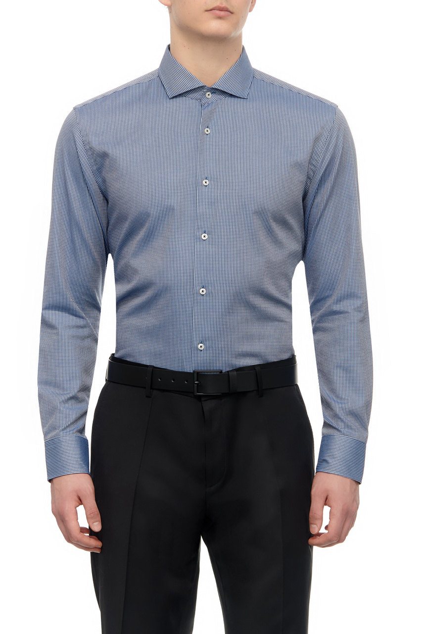 Рубашка из натурального хлопка|Основной цвет:Синий|Артикул:50508421 | Фото 1