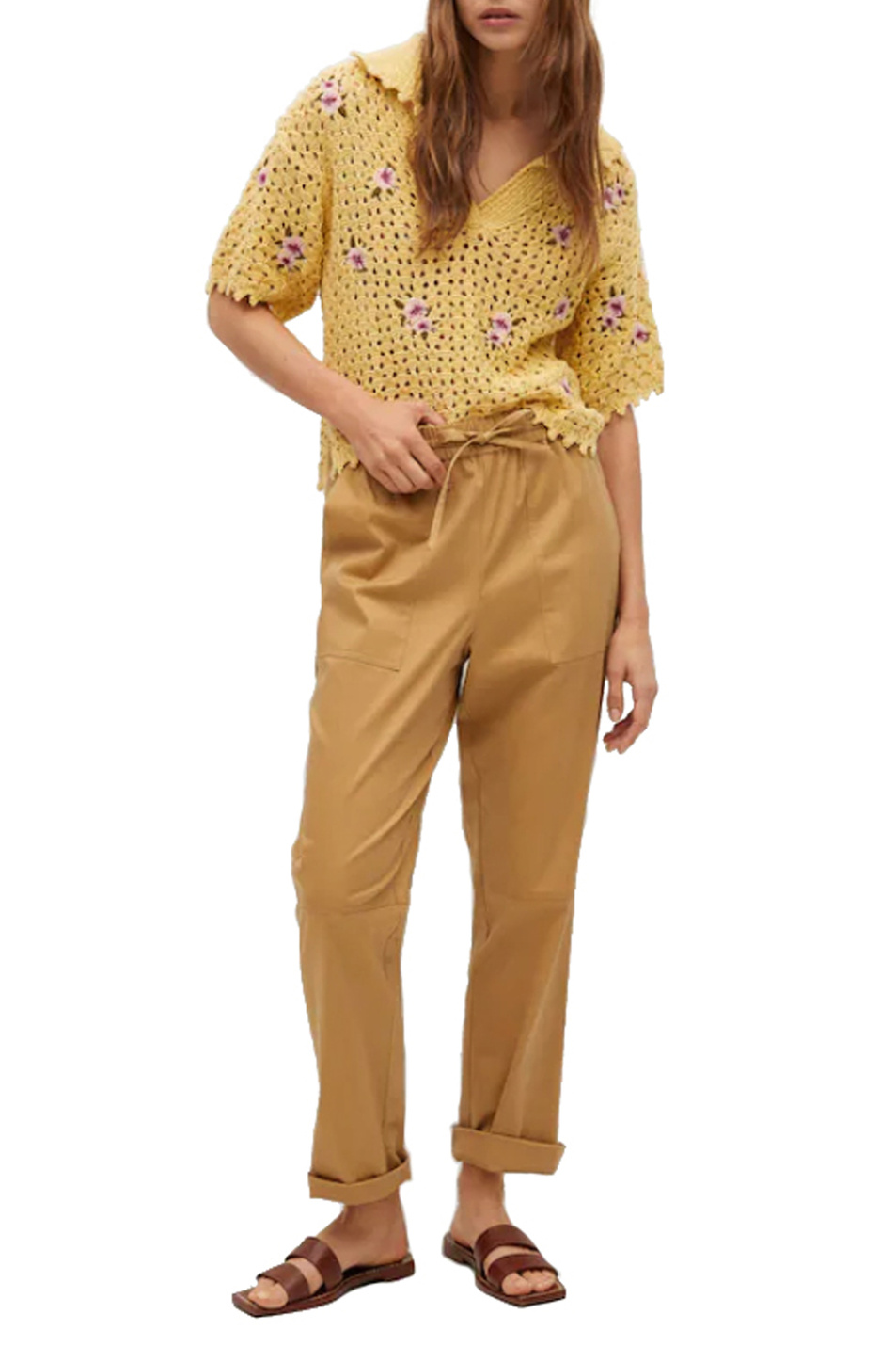 Mango Вязаная крючком рубашка-поло LOREA с цветочной вышивкой (цвет ), артикул 87095715 | Фото 2