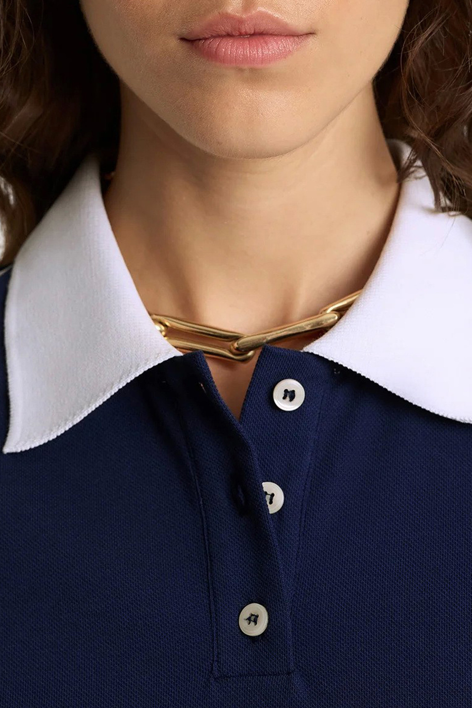 Женский Sporty & Rich Поло Crown 70s Pique с контрастным воротником (цвет ), артикул TO057621304BL107 | Фото 5