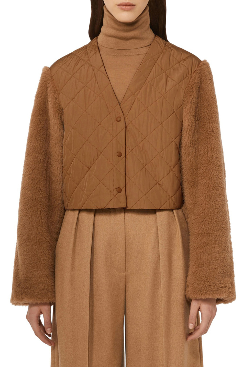 Полушубок SANTOS со съемными рукавами|Основной цвет:Коричневый Женский Max Mara Полушубок SANTOS со съемными рукавами (цвет ), артикул 2521036012 | Фото 5