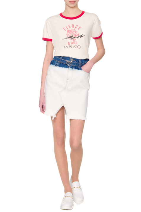 Pinko Джинсовая юбка с контрастным поясом ( цвет), артикул 1J10T8Y82N | Фото 3