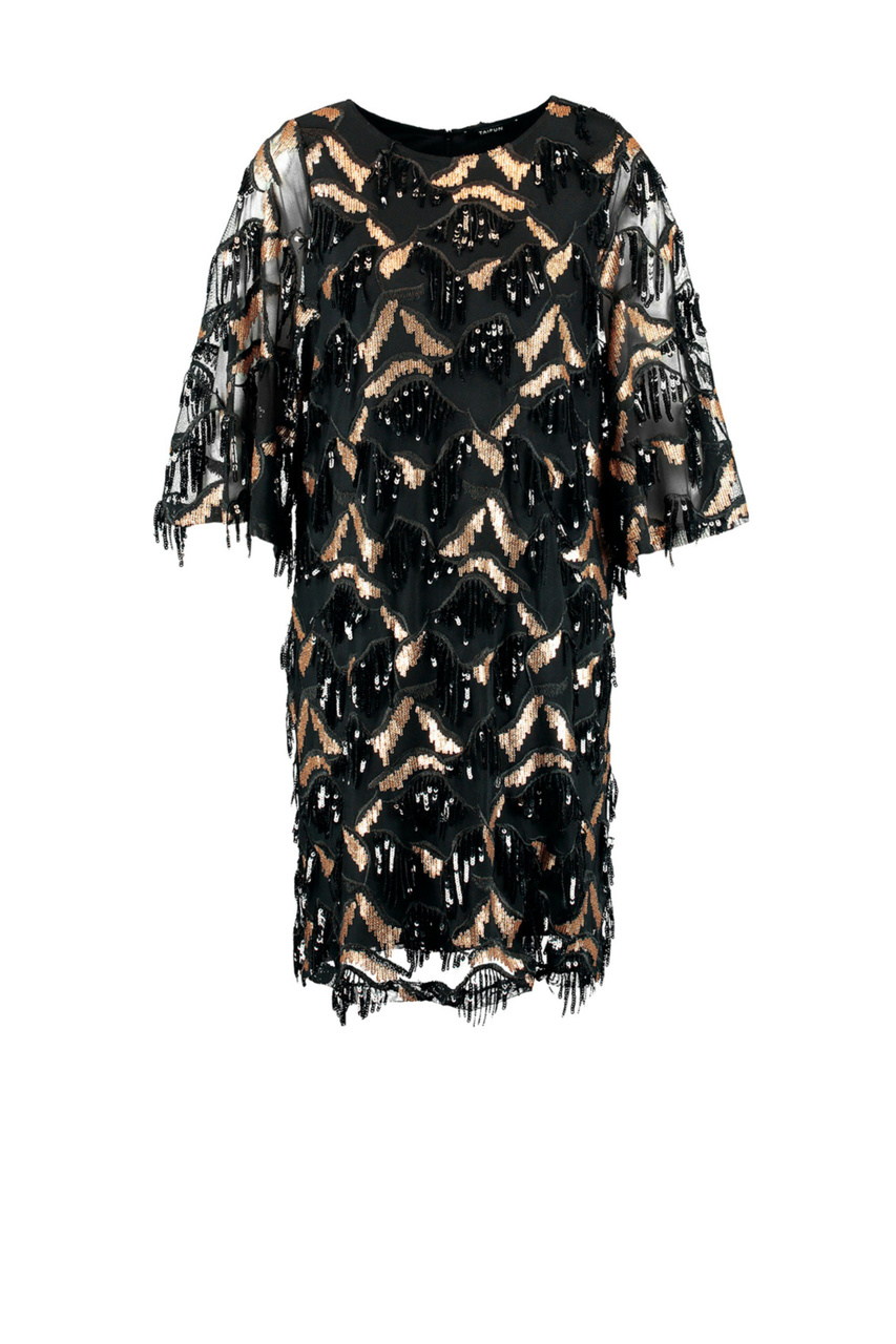 Платье свободного кроя с пайетками|Основной цвет:Черный|Артикул:481410-16328 | Фото 1