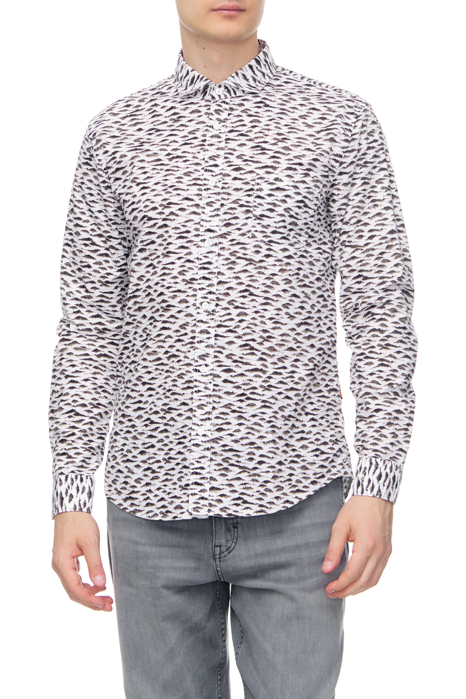 Мужской BOSS Рубашка из эластичного хлопка с принтом (цвет ), артикул 50475932 | Фото 1